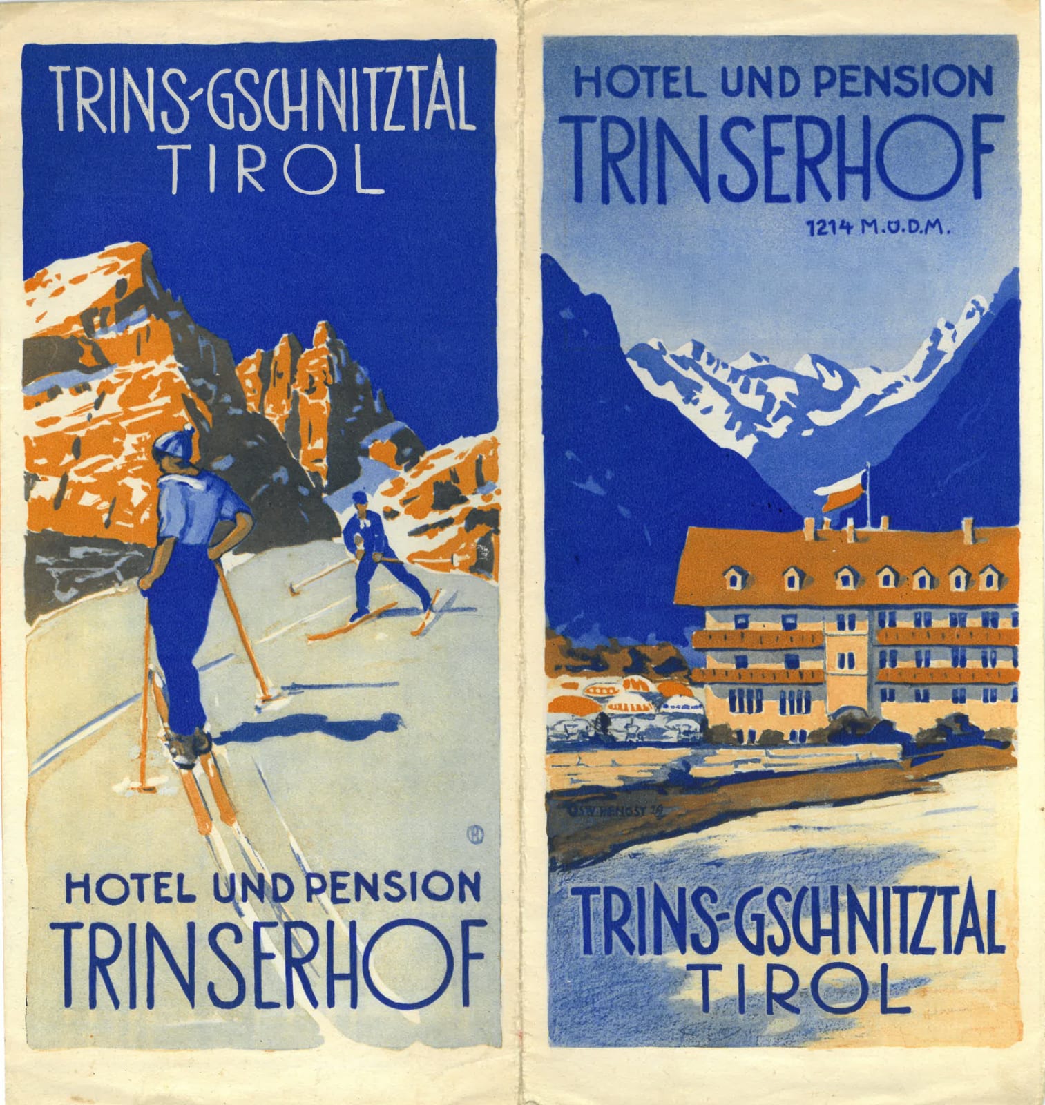 Ein altes Reiseplakat vom Hotel und Pension Trinserhof
